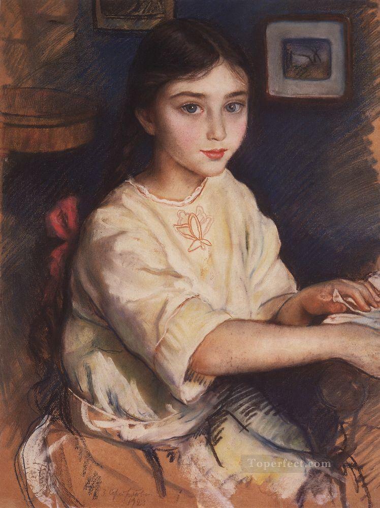 portrait of o i rybakova in childhood 1923 Russian Oil Paintings